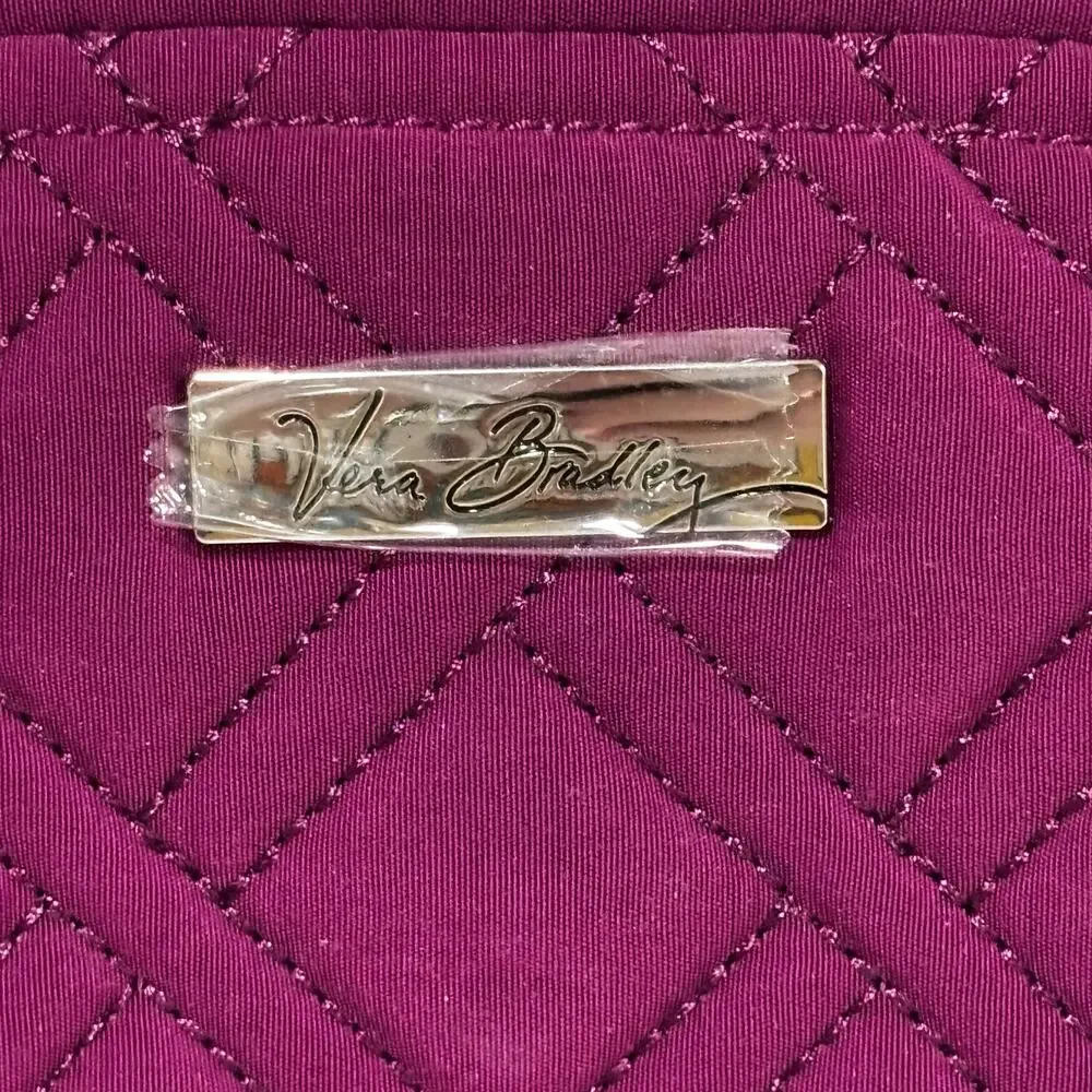 Vera Bradley purple berry quilted cotton jewelry case zipper pouch top handles